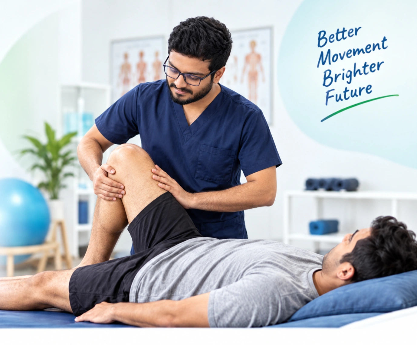Illustration of Dr. Rohit Bhonde providing physiotherapy to a patient